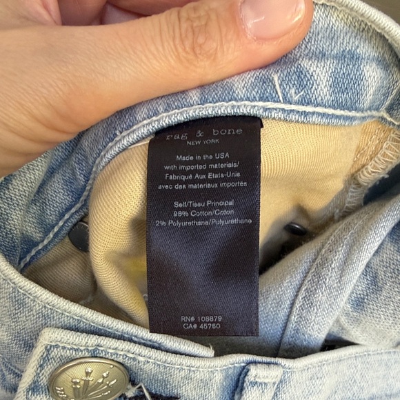 rag & bone Light Blue Cropped High-Rise Straight Jeans - Picture 5 of 5